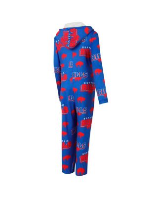 Women's Royal Buffalo Bills Throwback Roadway Allover Print Microfleece Full-Zip Union Suit