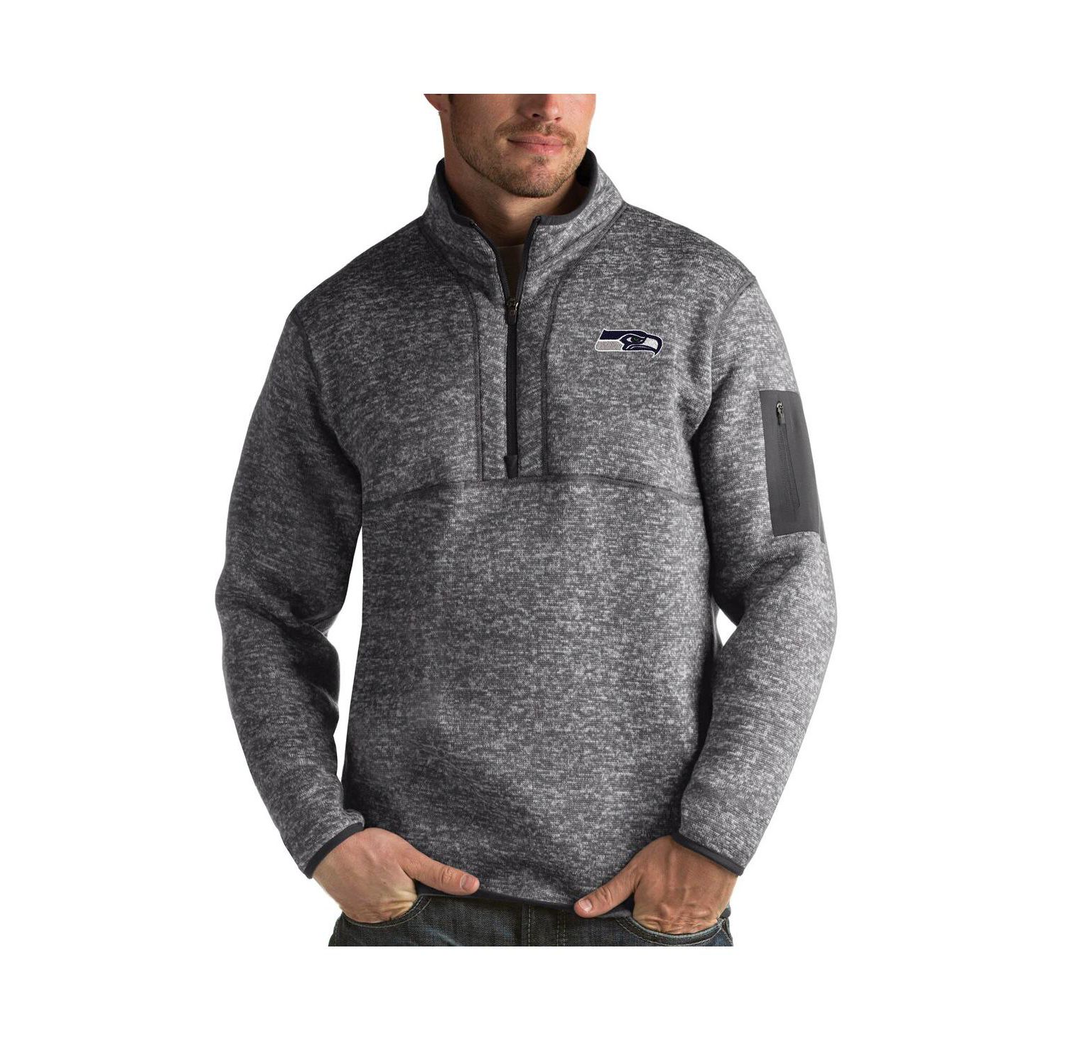 Men's Charcoal Seattle Seahawks Fortune Quarter-Zip Pullover Jacket