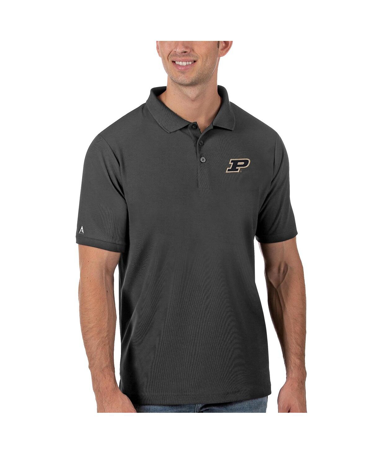 Antigua Men's Anthracite Purdue Boilermakers Legacy Pique Polo In Anthracite