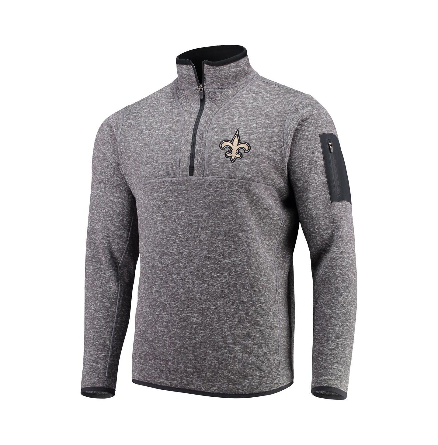 Мужская куртка Antigua Charcoal New Orleans Saints Fortune Quarter-Zip Pullover — фото 4
