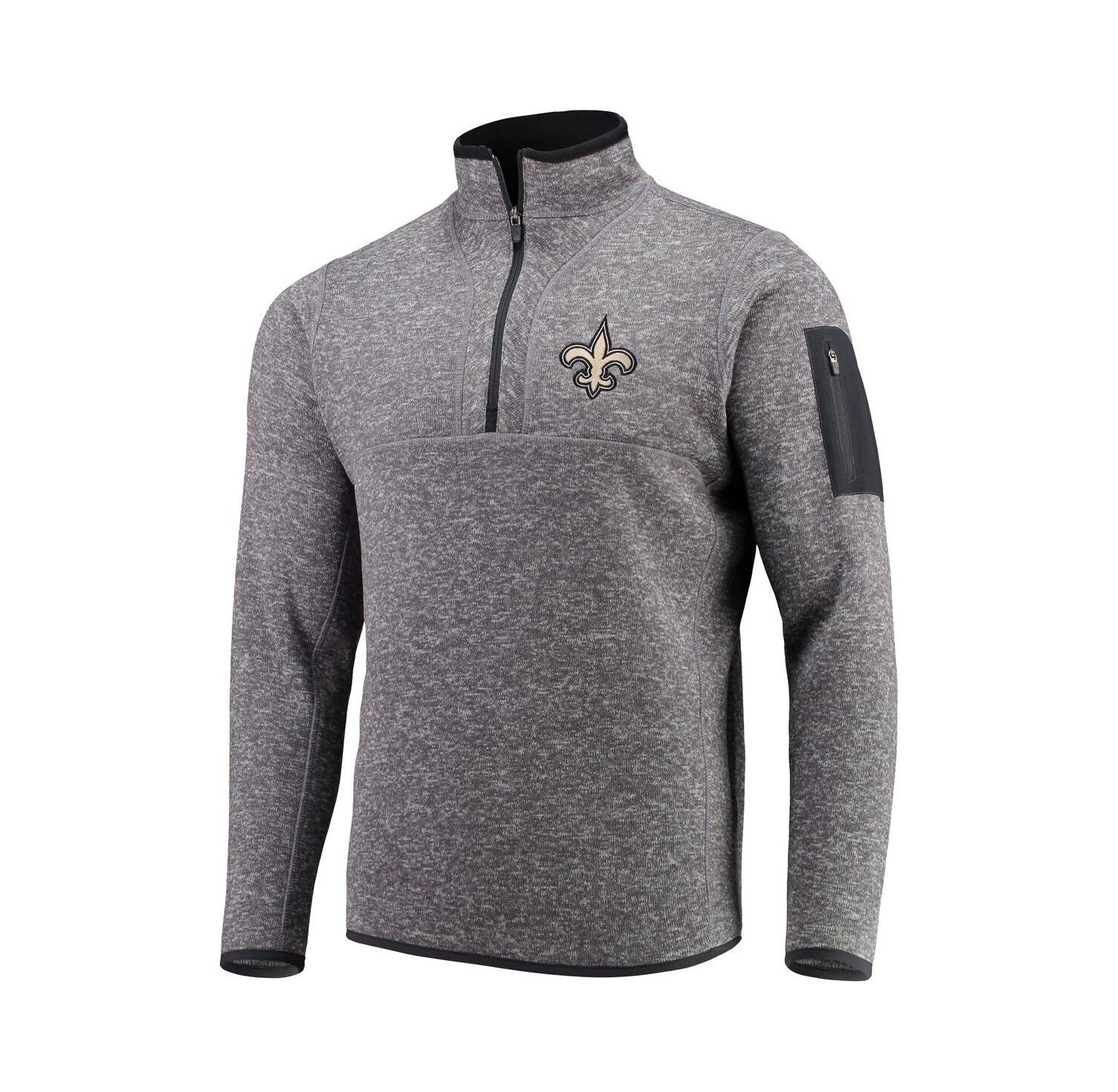 Men's Charcoal New Orleans Saints Fortune Quarter-Zip Pullover Jacket