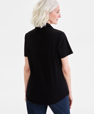 Women's Short-Sleeve Knit Polo Shirt