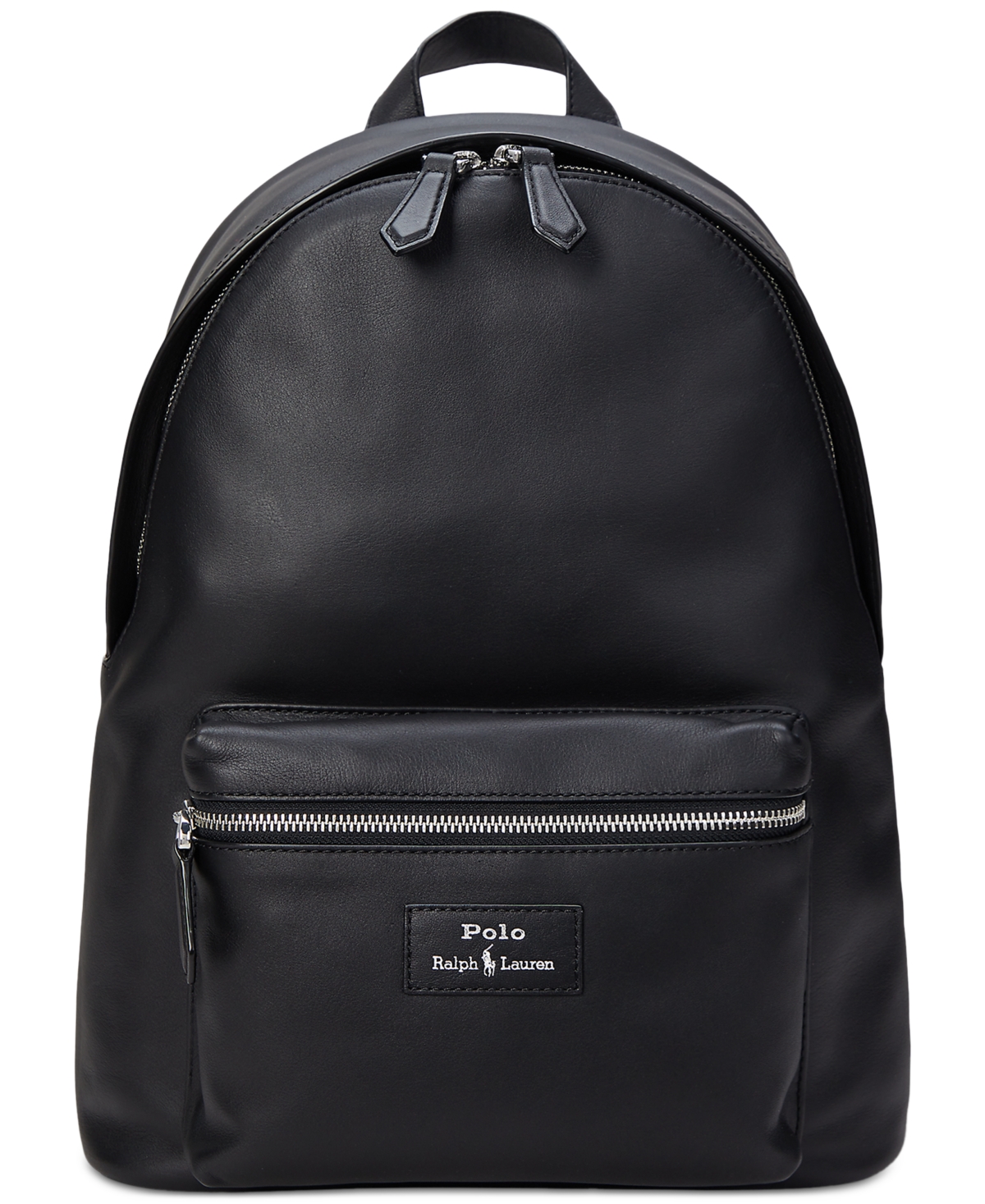 Men's Smooth Leather Backpack - Black