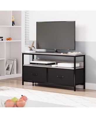 Dresser TV Stand for Bedroom,TV Console with Drawers, 2 Drawers Entertainment Center with Open Shelf, Media Console for 50 Inch TV, Dresser with PU Finish