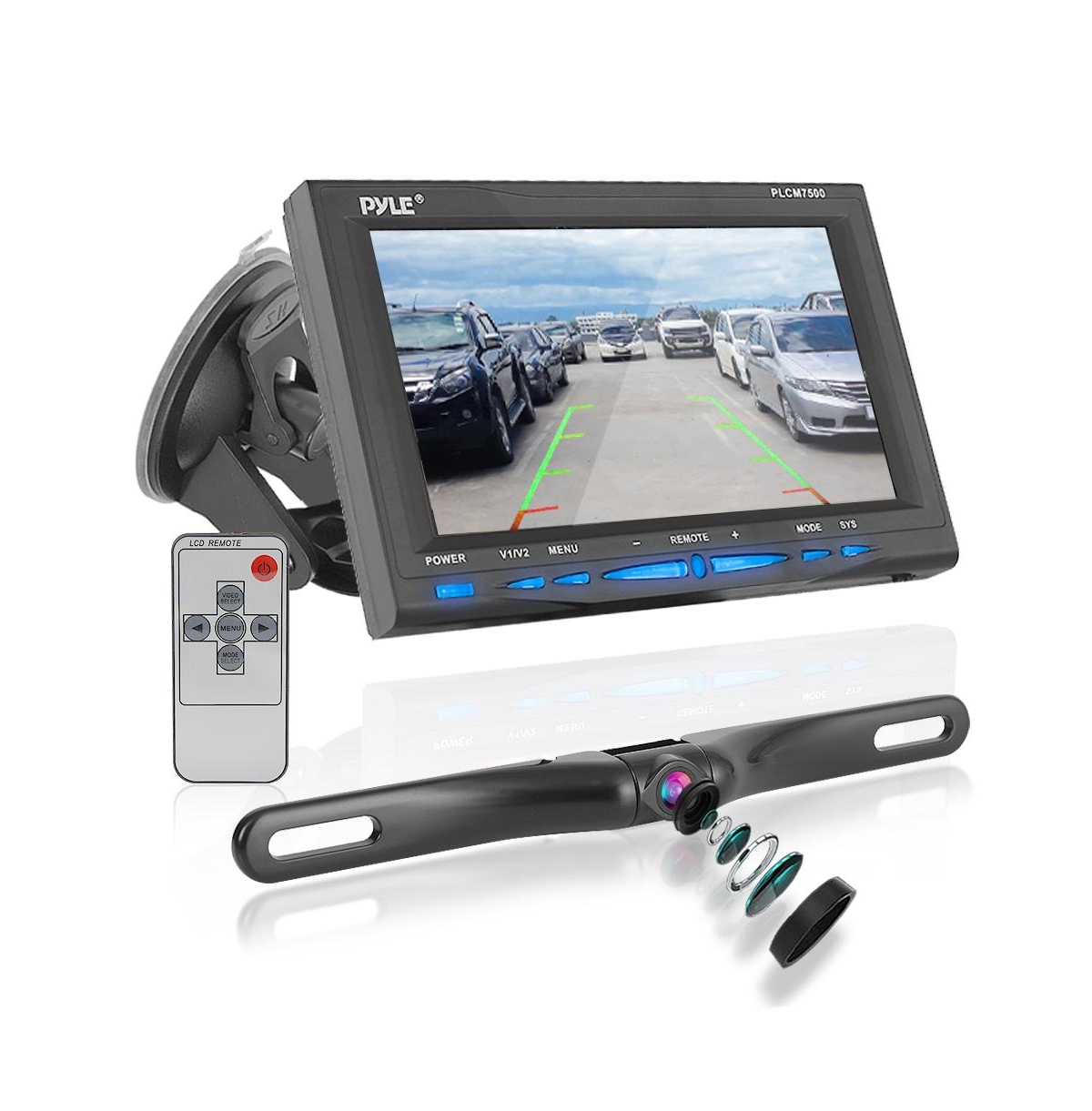 Pyle Car Backup Camera & Monitor Display Kit, 7'' Screen, Night Vision, Waterproof - Black