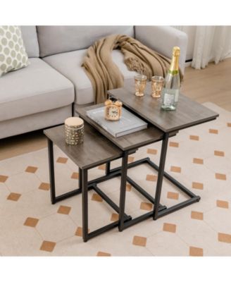 3 Pieces Multifunctional End Table Set