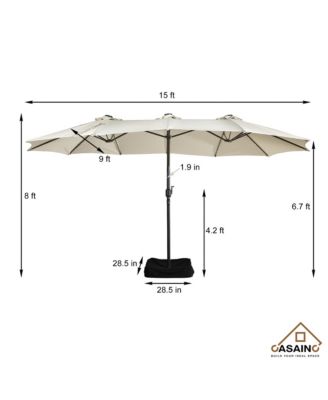 Outdoor Double-Sided Patio Umbrella with Base 36 LED Light Market Umbrella with Cover