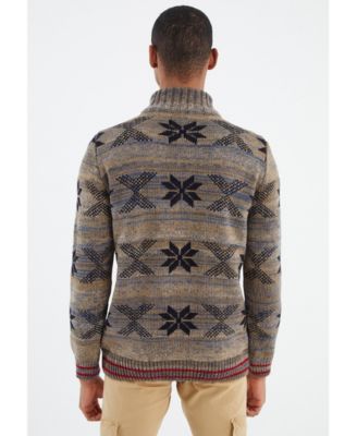 Men's Men s Knit Jacket with Zipper, Norwegian Pattern