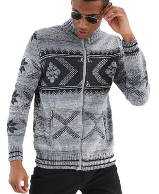 Men's Men s Knit Jacket with Zipper, Norwegian Pattern