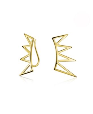 Boho Minimalist Geometric Ear Cuff Cartilage Spike Earrings Sterling Silver