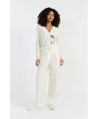 Women's Chinti Meets Peanuts Snoopy Peek Pocket Wool Cashmere Cardigan