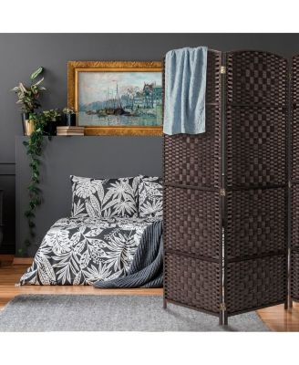 Extra Wide - Diamond Weave Fiber Room Divider- 8 Panel Brown