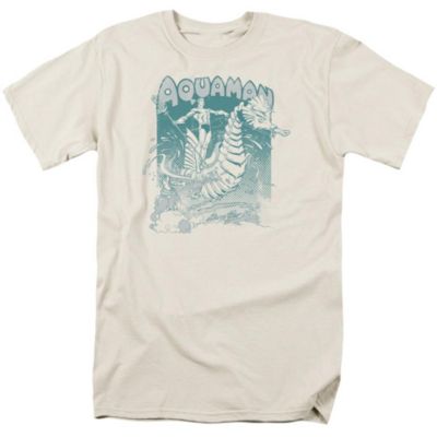 Mens DC Comics Aquaman Catch A Wave Short Sleeve Adult Tee / T-Shirt
