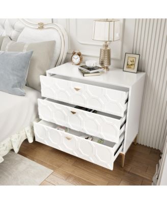 Wooden 3-Drawer Storage Cabinet Table