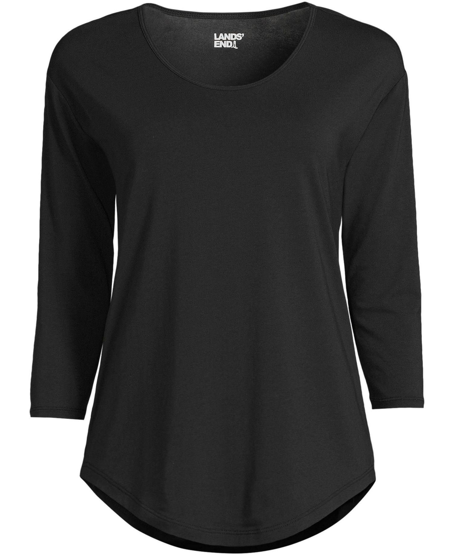 Plus Size 3/4 Sleeve Lightweight Jersey Shirttail Tee