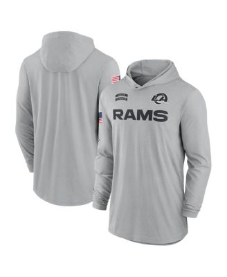 Nike - Men's Gray Los Angeles Rams 2024 Salute to Service Lightweight Performance Long Sleeve Hooded T-Shirt