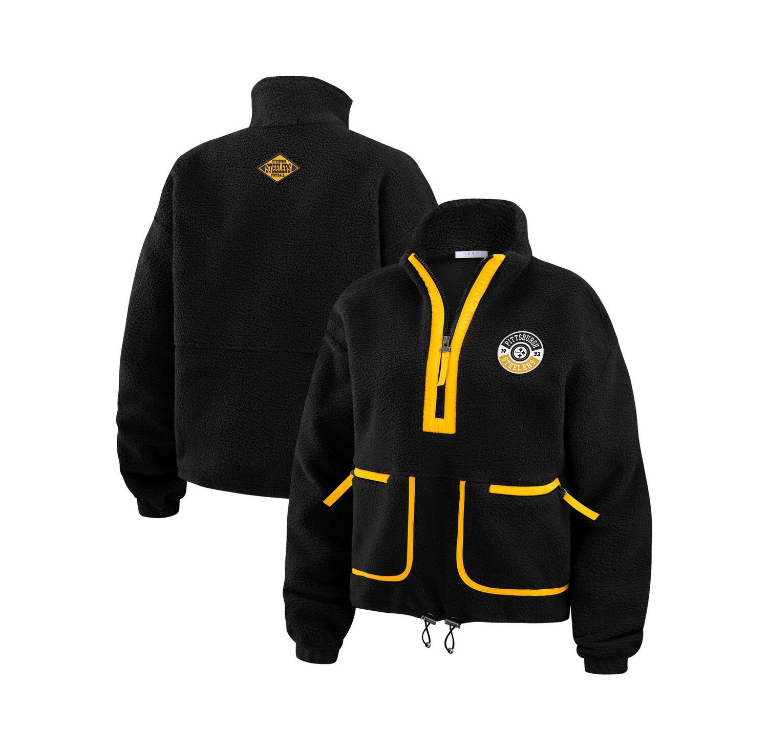 Women's Black Pittsburgh Steelers Polar Fleece Half-Zip Jacket