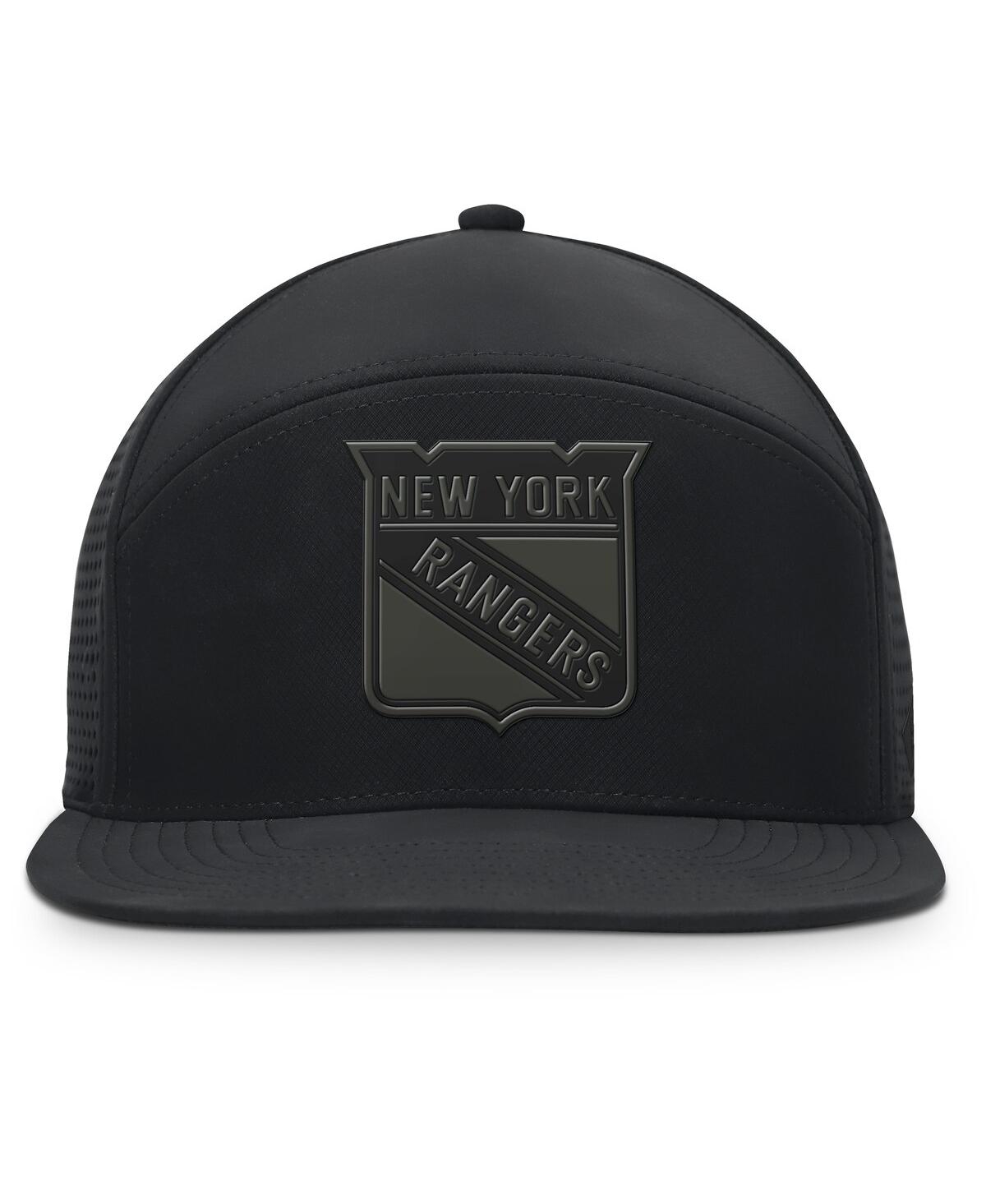 Fanatics Men's Black New York Rangers Front Office Adjustable Hat In Black