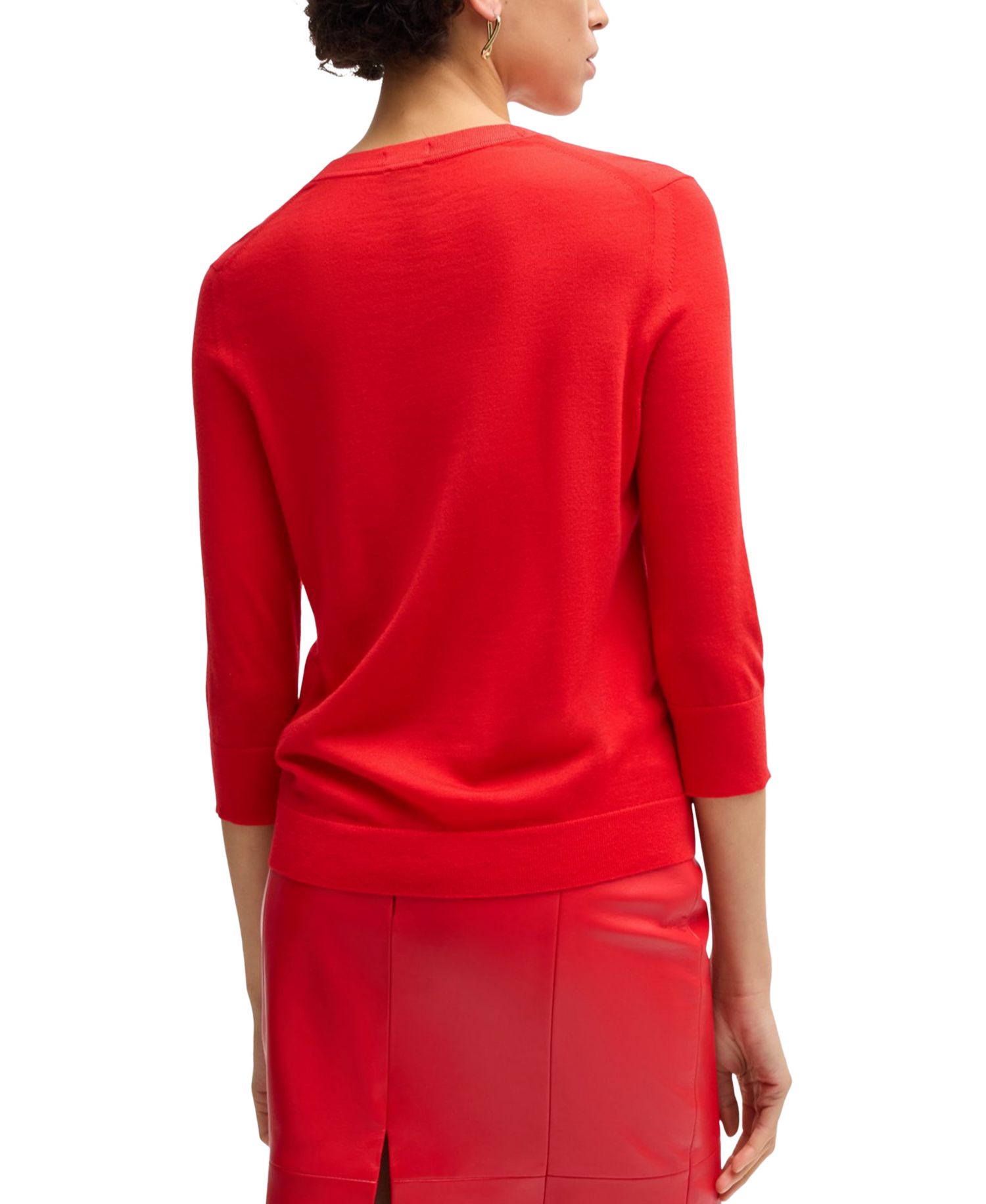 BOSS by Women's Merino Wool Henley Sweater
