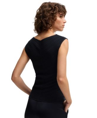 Women's Knitted Structure V-Neck Top