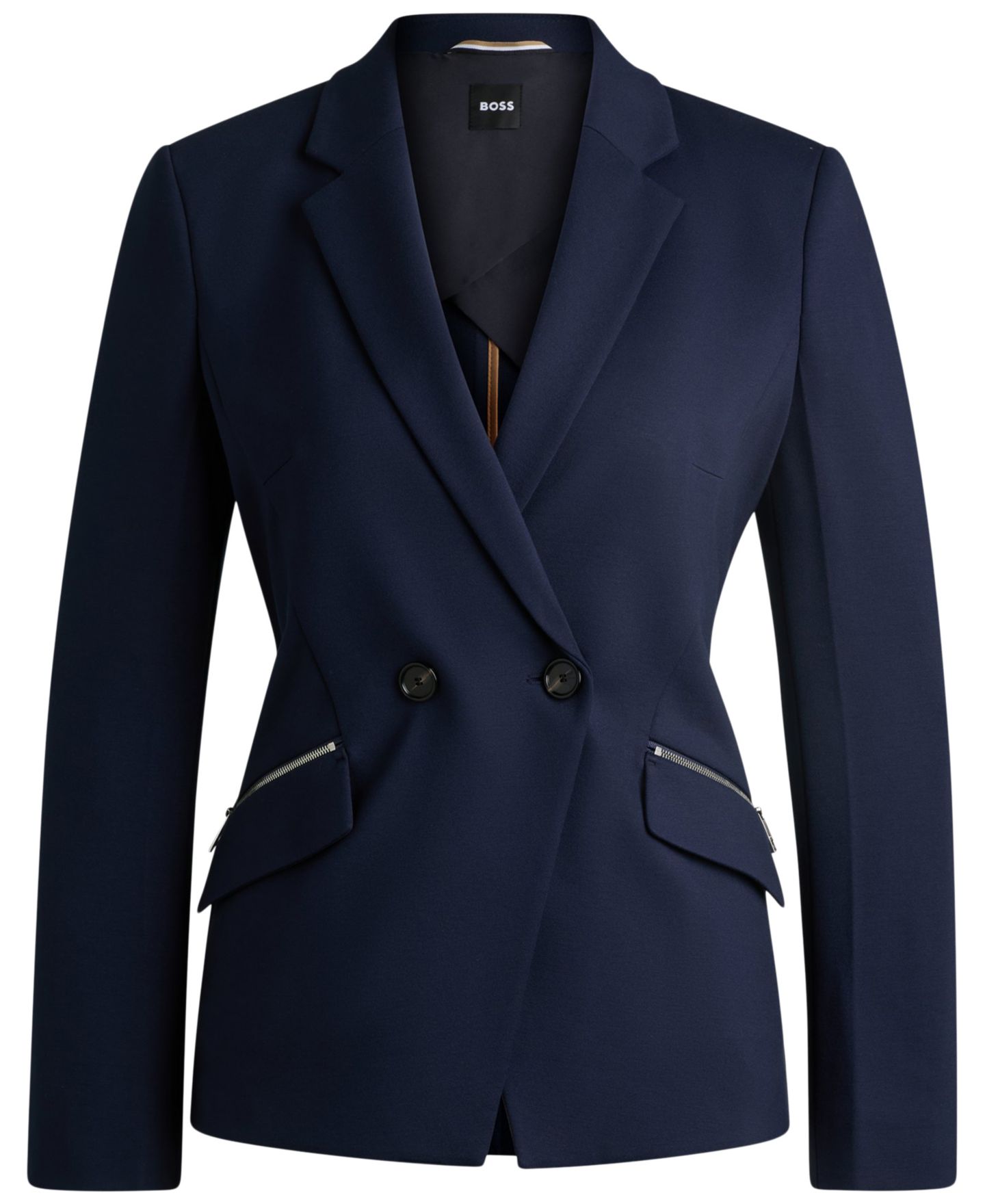 Женский пиджак Hugo Boss BOSS by Slim-Fit Blazer, цвет: Тёмный синий — фото 2
