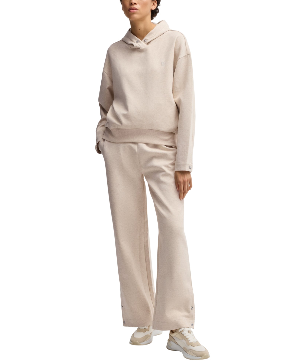 Hugo Boss Boss By  Women's Double B Monogram Hoodie In Open White