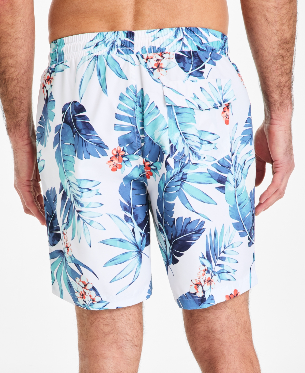 Club Room Men's Billie Tropical Print Drawstring 7" Swim Trunks, Exclusively at Macy's