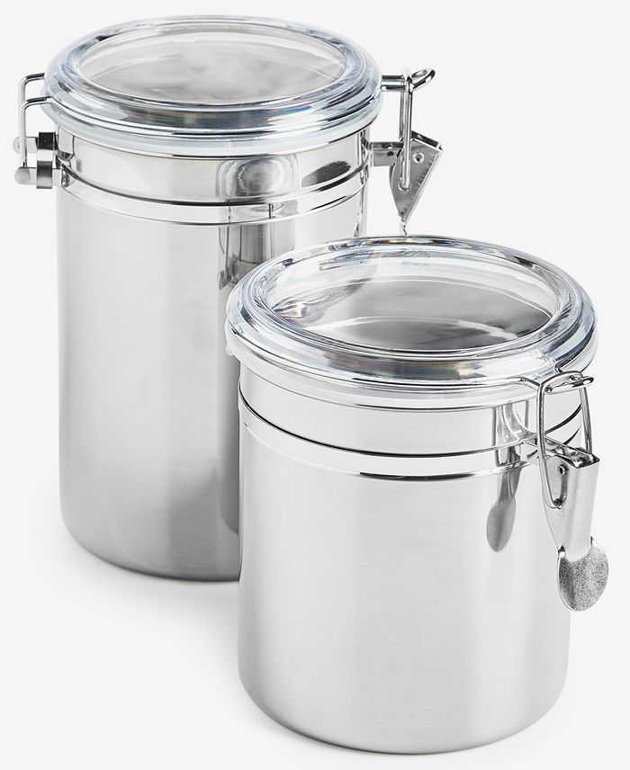 Stainless Steel Clamp-Lid Canisters, Set of 2
