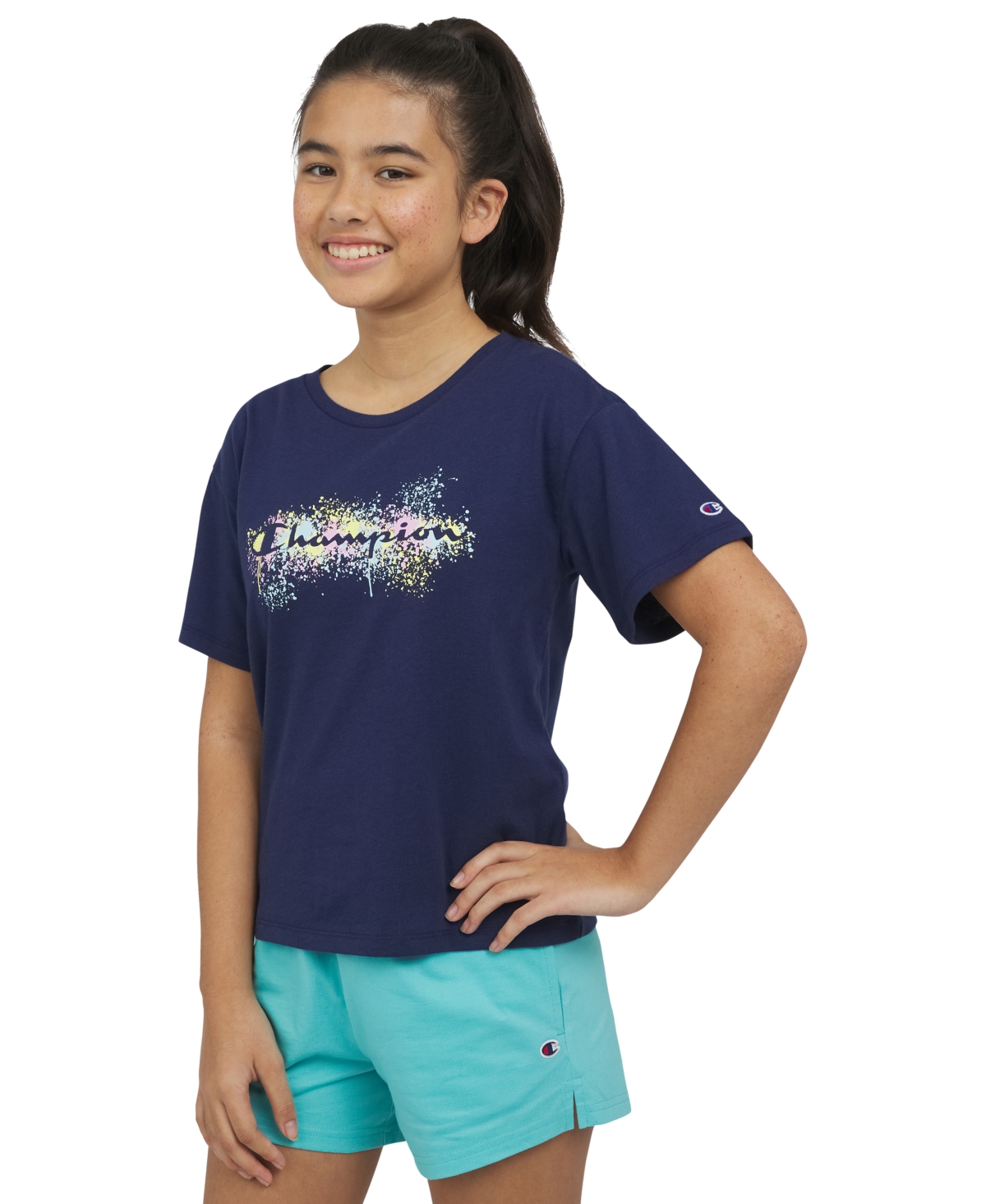 CHAMPION BIG GIRLS LOOSE-FIT LOGO T-SHIRT 