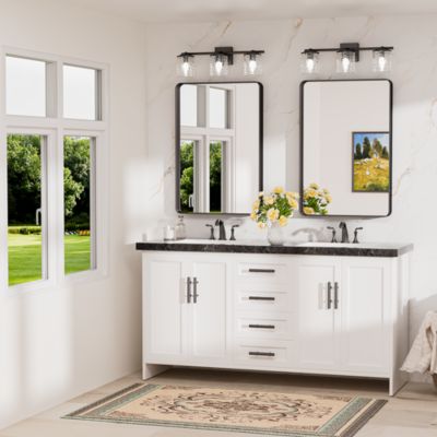 24x36 Inch Brushed Gold Bathroom Vanity Mirror Tempered Glass Metal Framed