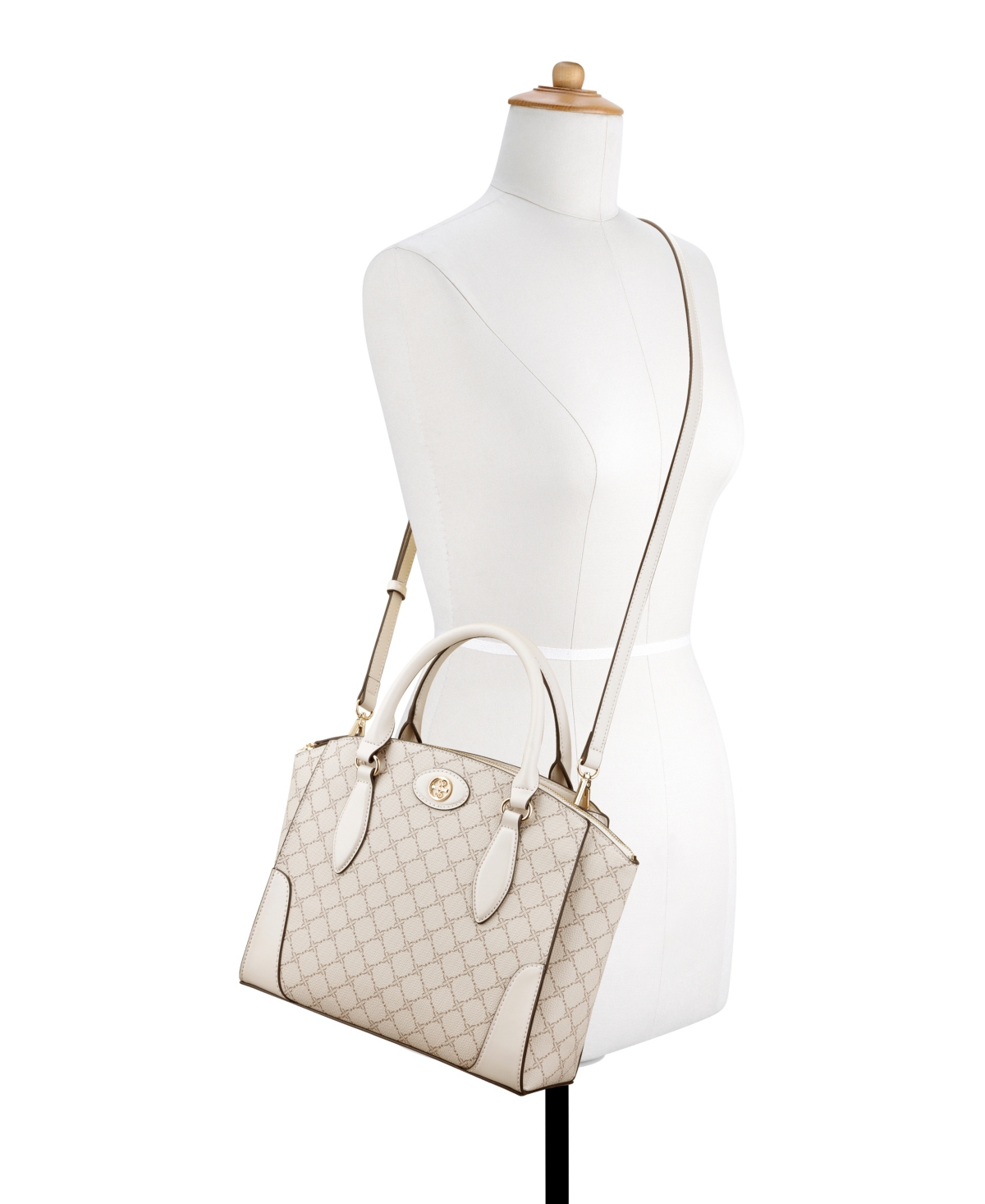 Nine West Women's Innes Satchel Bag In Mushroom Logo Milk