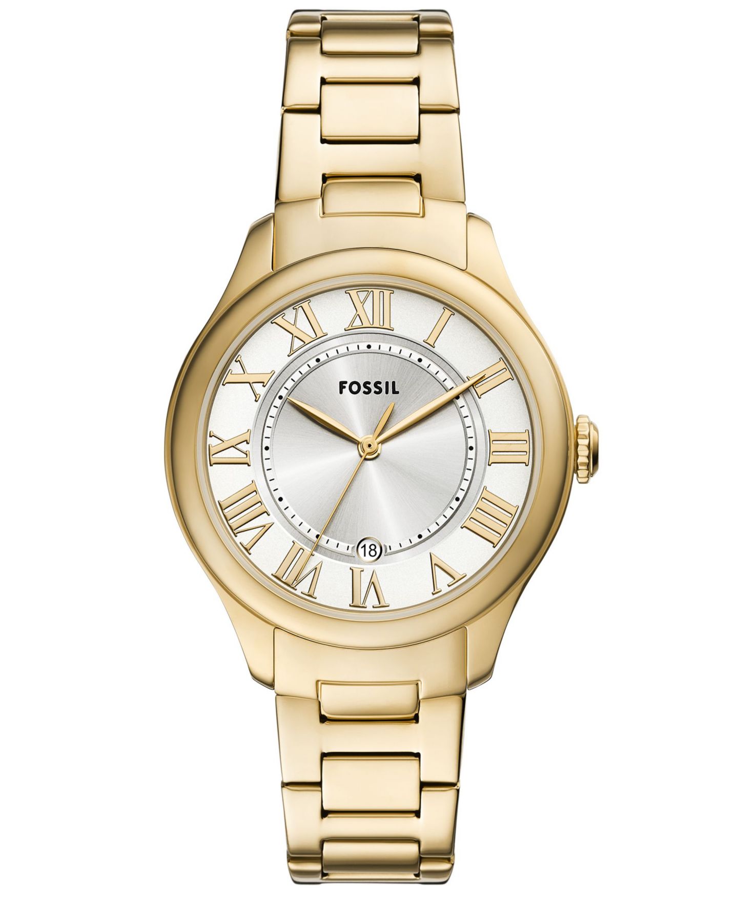 Женские часы Fossil Gilmore Three-Hand Date Two-Tone Stainless-Steel Watch, 38mm, цвет: Золотой — фото 1