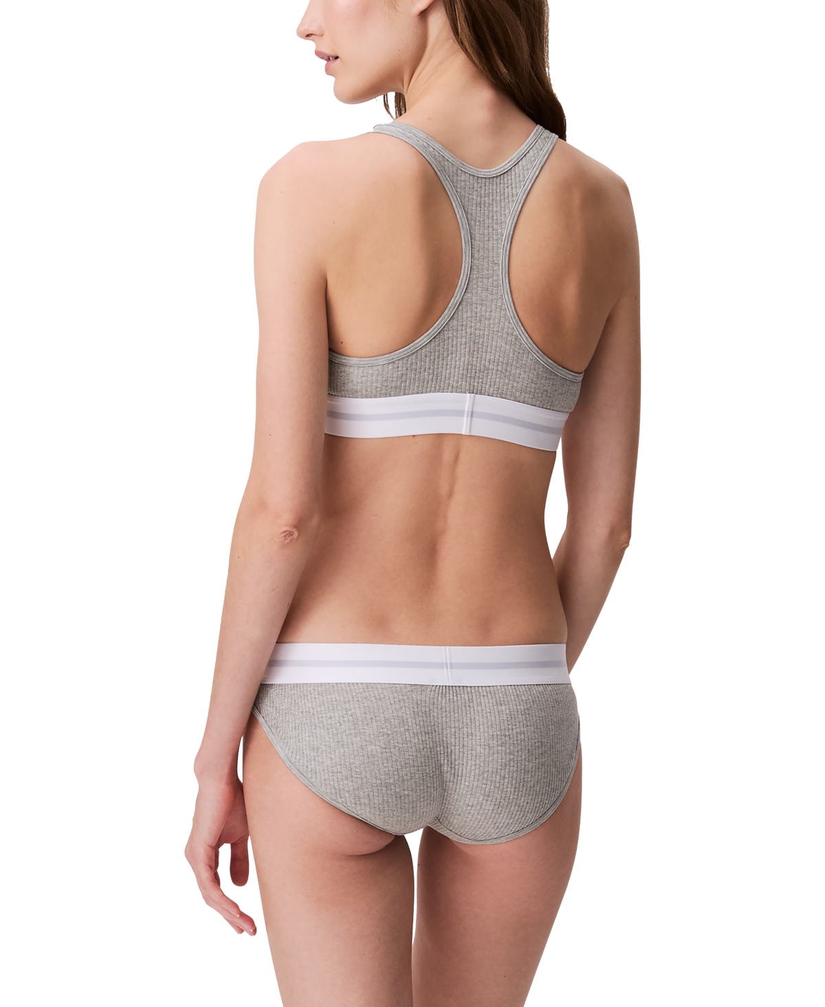 Calvin Klein Women's Cotton Modal Stretch Rib Lightly Lined Bralette In Grey Heather