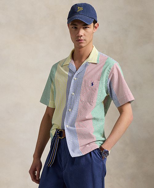 alfani Polo Ralph Lauren Men's Classic-Fit Striped Seersucker Shirt Men's Fashion & Accessories