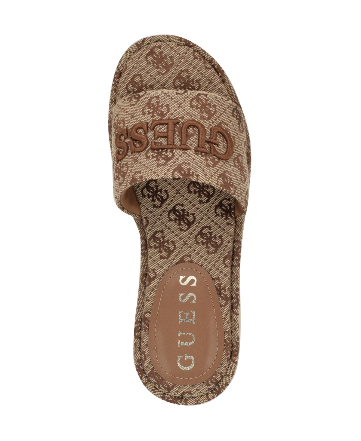 Guess Women's Bintai Platform Slide Wedge Sandals In Brown Logo