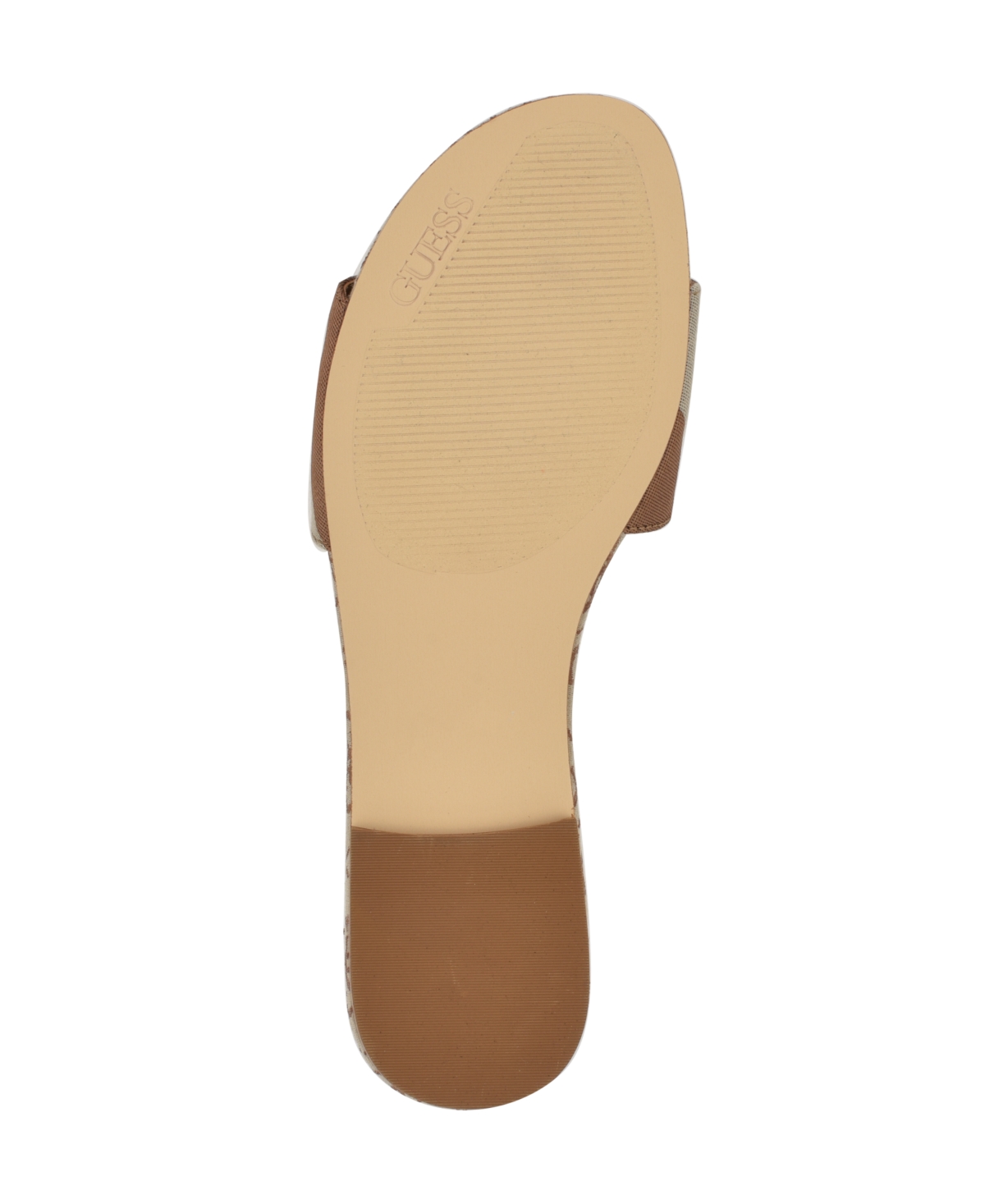 Guess Women's Harini Slip-on Logo Flat Sandals In Medium Brown,white Stripe Multi