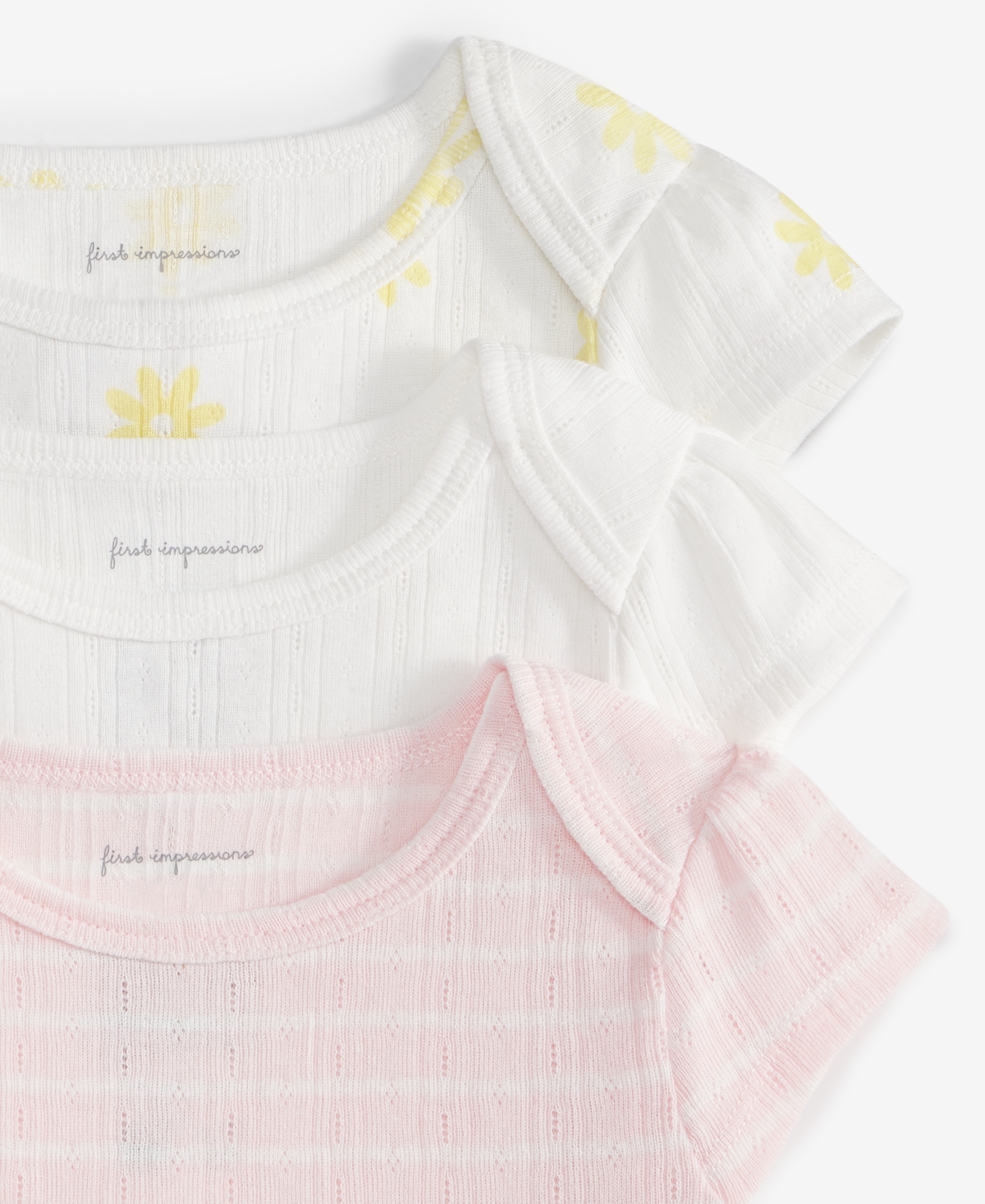 First Impressions Baby Pointelle Bodysuits, Pack Of 3, Exclusively At Macy's In Angel Whit