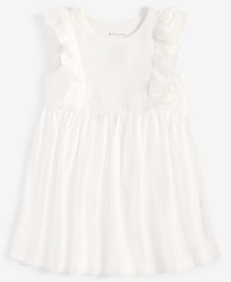 First Impressions - Baby Girls Solid Eyelet-Flutter Dress