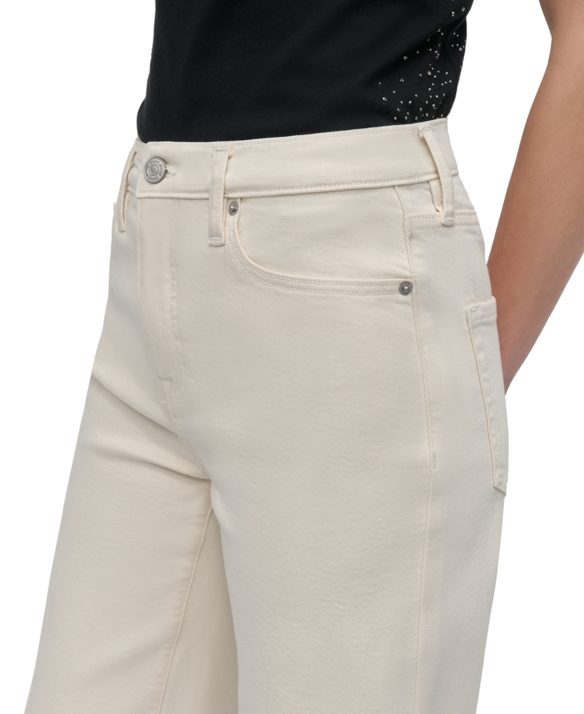 Dkny Jeans Women's High-rise Tailored Wide-leg Jeans In Ecr - Ecru