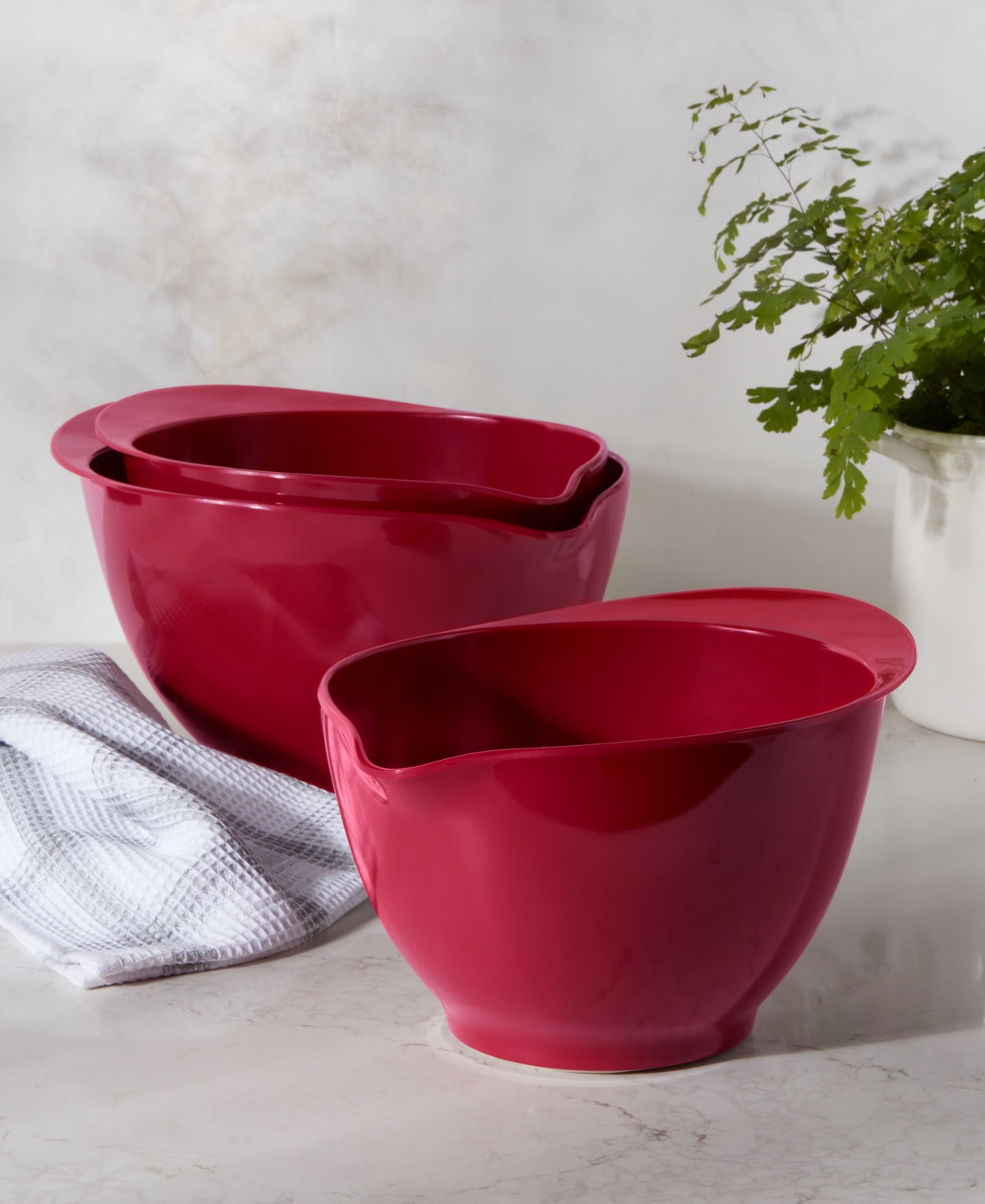 Macy's The Cellar Melamine Batter Bowls, Set Of 3, Exclusively At  In Red