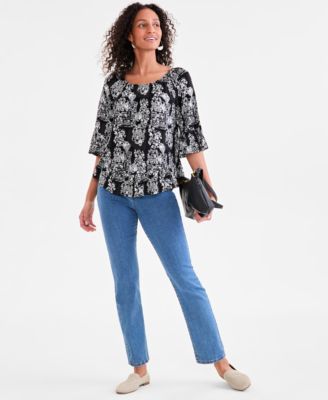 Petite Printed On/Off-The-Shoulder Top, Exclusively at Macy's