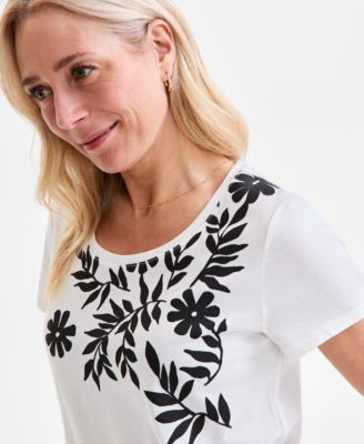 Petite Perfect Printed Crewneck Tee, Exclusively at Macy's