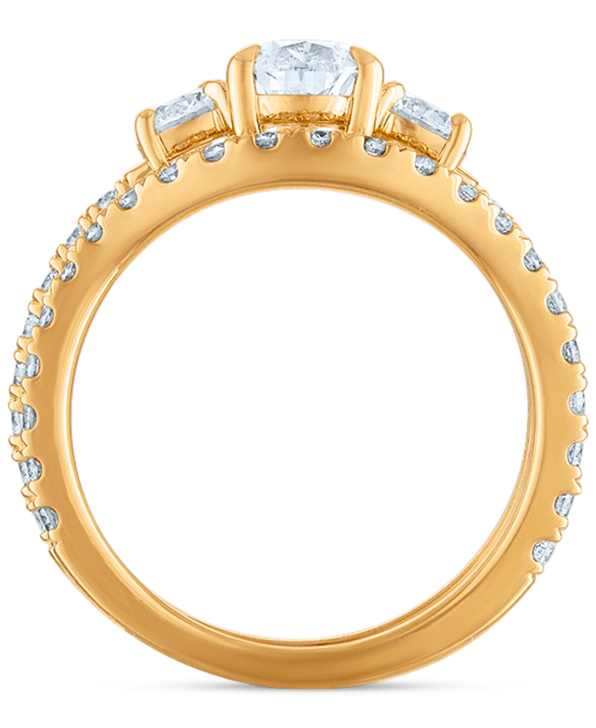 Macy's Diamond Three-stone Bridal Set (2-1/4 Ct. T.w.) In 14k Yellow Gold In Yellow Gold
