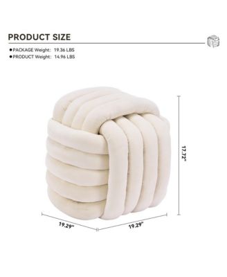Chenille Fabric Modern Knot Design Ottoman, Comfortable Footstool for Living Room and Bedroom