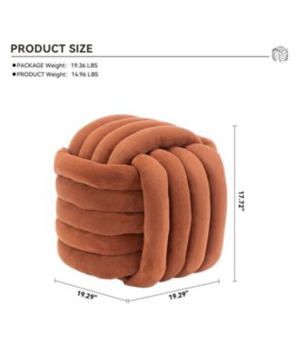 Chenille Fabric Modern Knot Design Ottoman, Comfortable Footstool for Living Room and Bedroom