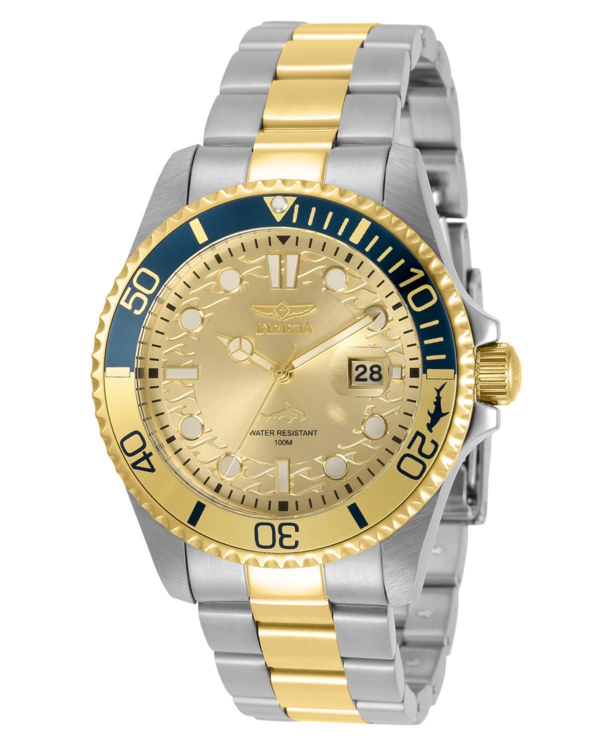 Men's 30948 Pro Diver Quartz 3 Hand Gold Dial Watch - Silver