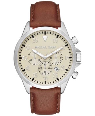 Michael Kors - Men's Chronograph Gage Chocolate Leather Strap Watch 45mm MK8441