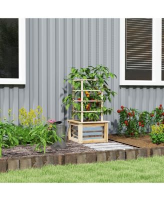 Outdoor Planter with Trellis Wooden Planter Box,