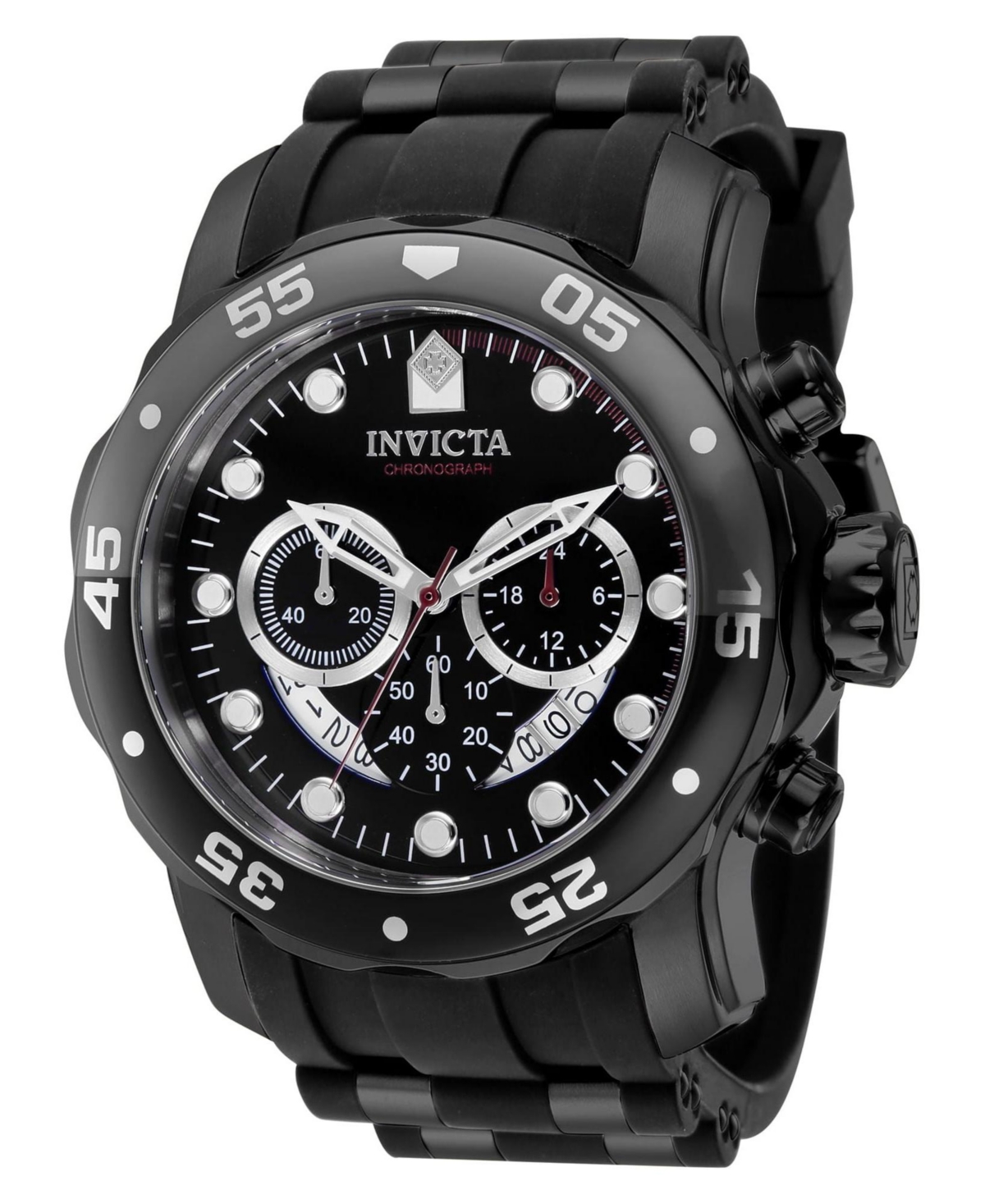 Invicta Men's 37231 Pro Diver Scuba Quartz Chronograph Black, Red Dial Watch