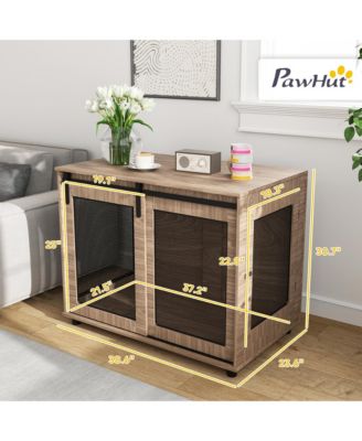 39" Dog Crate Furniture with Sliding Barn Door, for Large Dogs